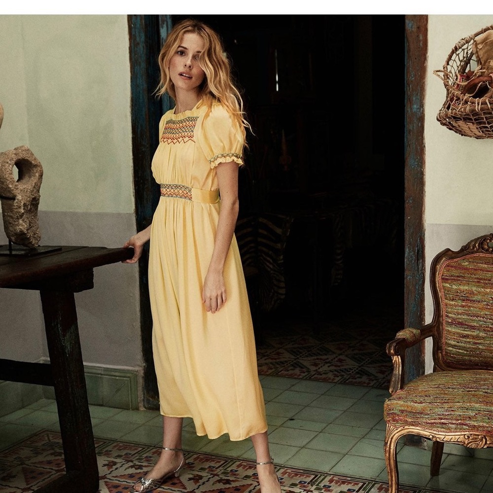 Doen NWT Castalia Dress - Sunfaded Yellow Silk sz L